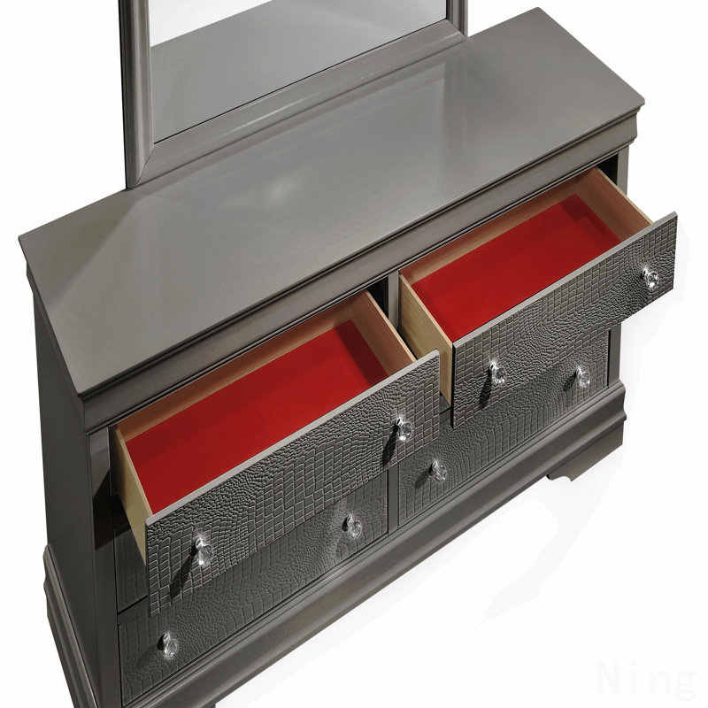6-Drawer Dresser, Modern Style  Woodenen Construction, Gray