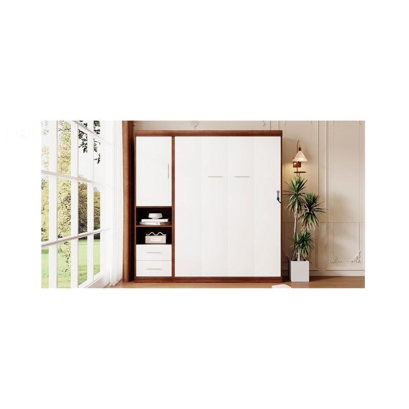 Lit escamotable double avec armoire, peu encombrant et multifonctionnel pour la vie moderne