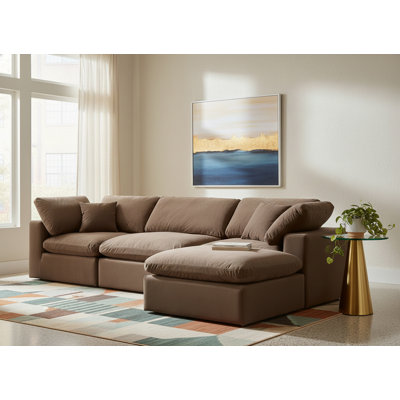 Kirstey Velvet L-Shaped Sectional Reversible