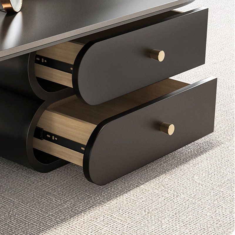 Table basse avec tiroir Luxury Rock, Noir, H 15,74 po x L 51,18 po x l 27,55 po