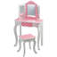 Ensemble de coiffeuse en bois Teamsis pour enfants avec miroir à trois volets, tiroir de rangement, tabouret assorti et table de maquillage pour enfants de 3 ans et plus-728171207
