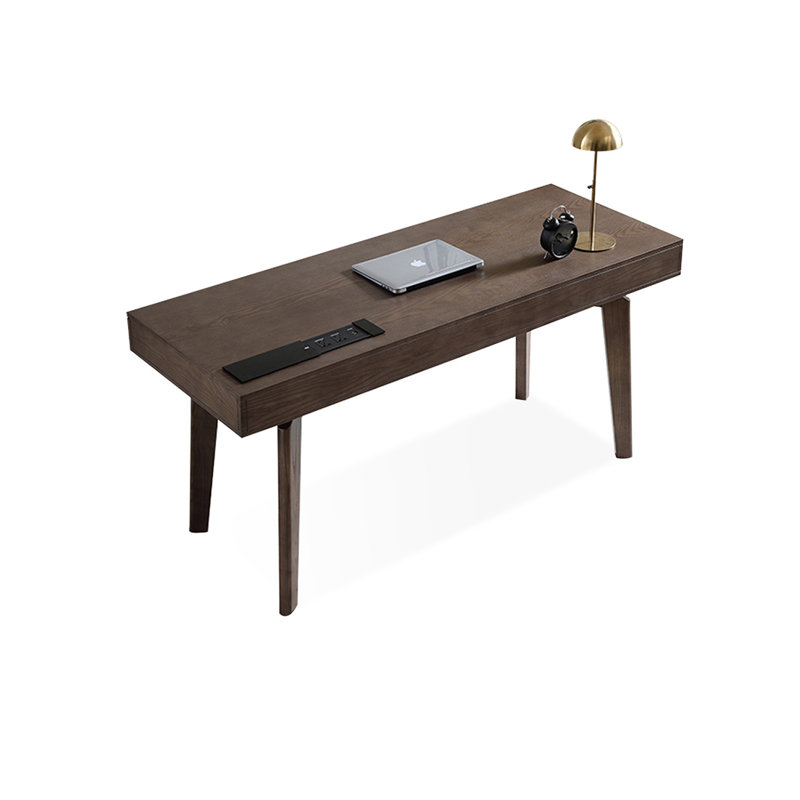 Bureau d'écriture rectangulaire à 4 tiroirs en bois massif brun noisette, H 29,53 po x l 78,74 po x P 31,5 po