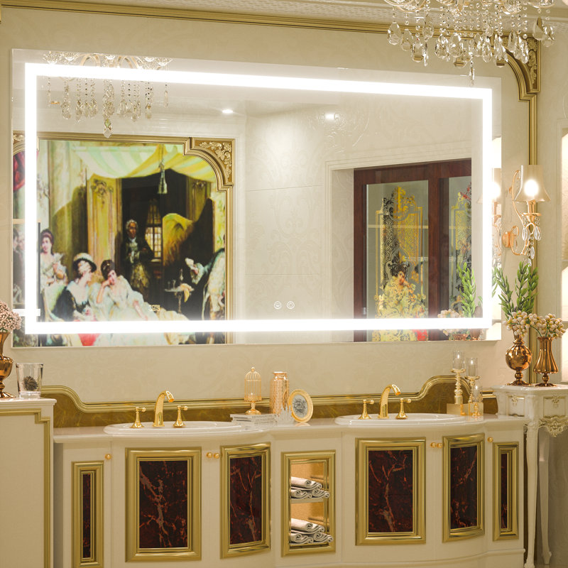 Martrez Frameless LED Lighted Bathroom / Vanity Mirror with Brightness Adjustable, Memory Function, Anti-fog, 72" x 36"