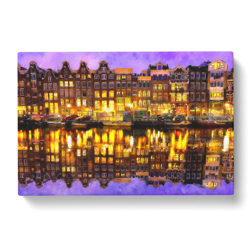 Amsterdam At Night Painting - Wrapped Canvas, 50cm H x 76cm W x 3cm D