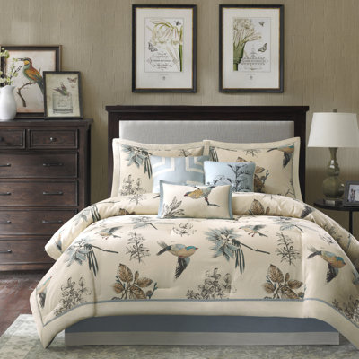 Quincy Khaki Reversible Printed 100% Cotton Twill 7-Piece King Comforter Set