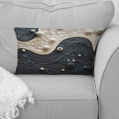 Blue White Tranquil Waters II - Abstract Botanicals Printed Throw Pillow
