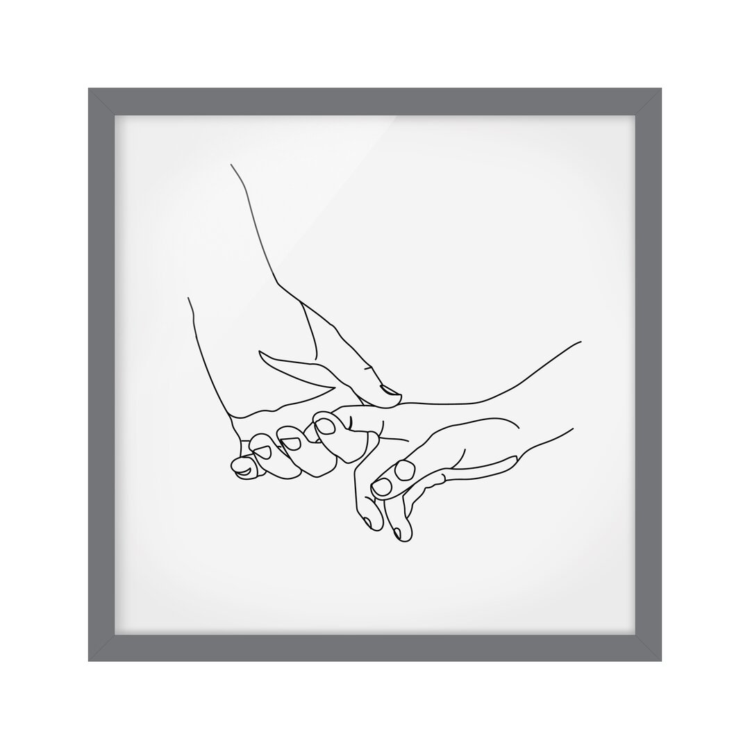 Gerahmtes Poster Tender Hands Line Art