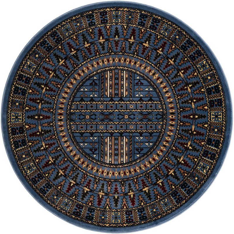 Tapis bleu Aucun, Rond 5 pi 3 po