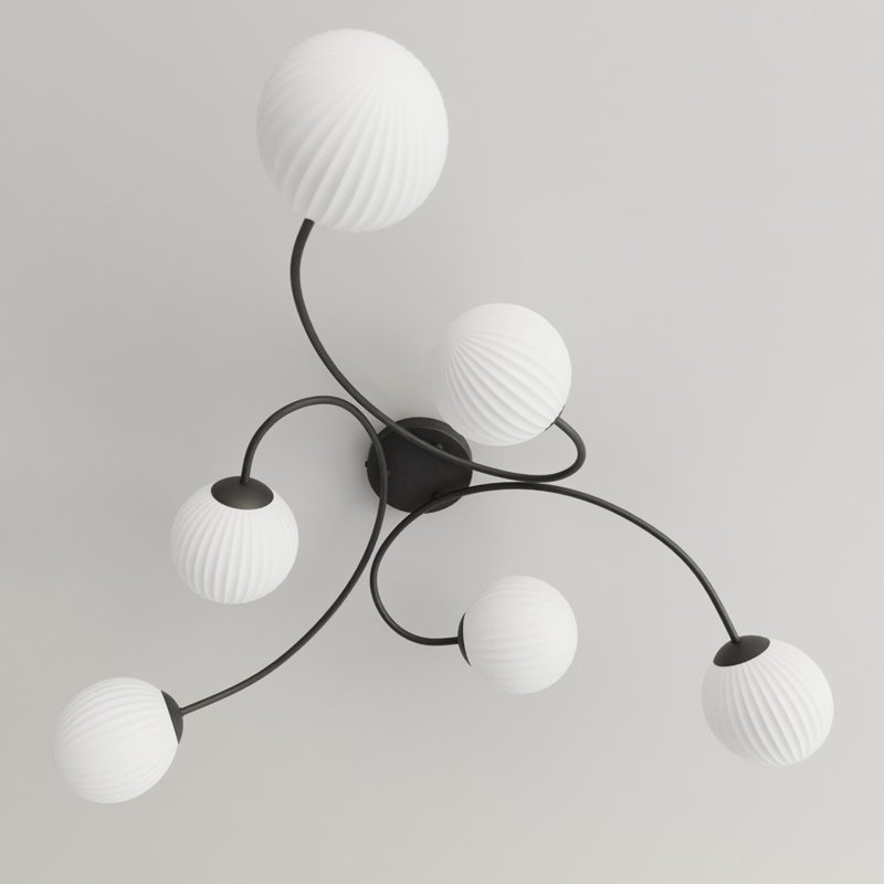 Burgettstown Flush Mount, Matte Black/Opal