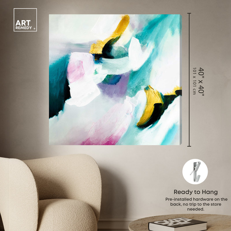Large Blue and Gold Abstract Canvas Wall Art