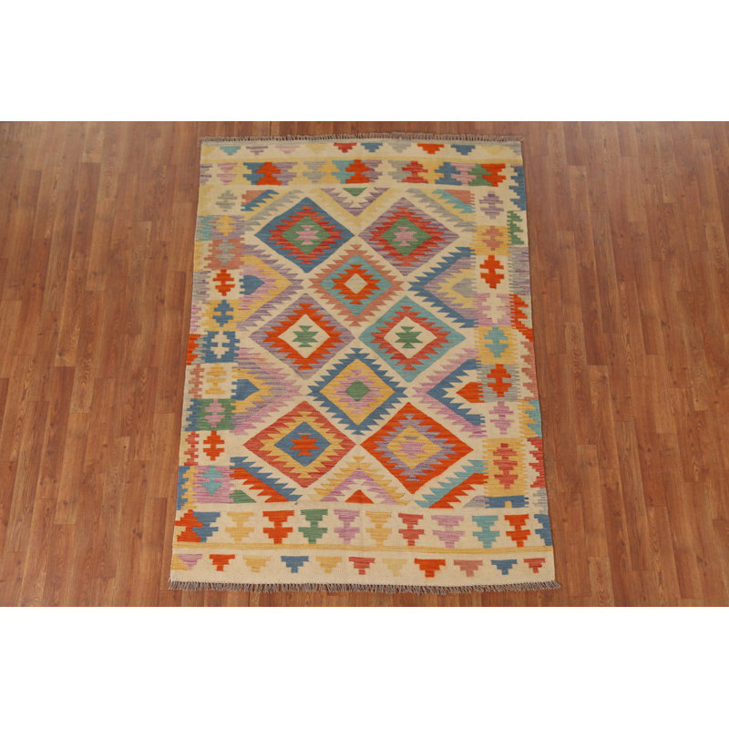 Kilim Reversible Wool Area Rug 5x7