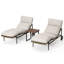 Méridiennes de patio en aluminium 3 pièces avec table rectangulaire et coussins gris clair Purecane