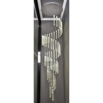 60-Light Chrome Chandelier With Clear Bubble Crystals