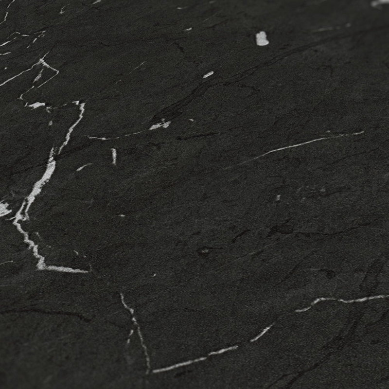Bricks and More Collection Luxurious Metallic Marble Wallpaper Roll, Black/Silver
