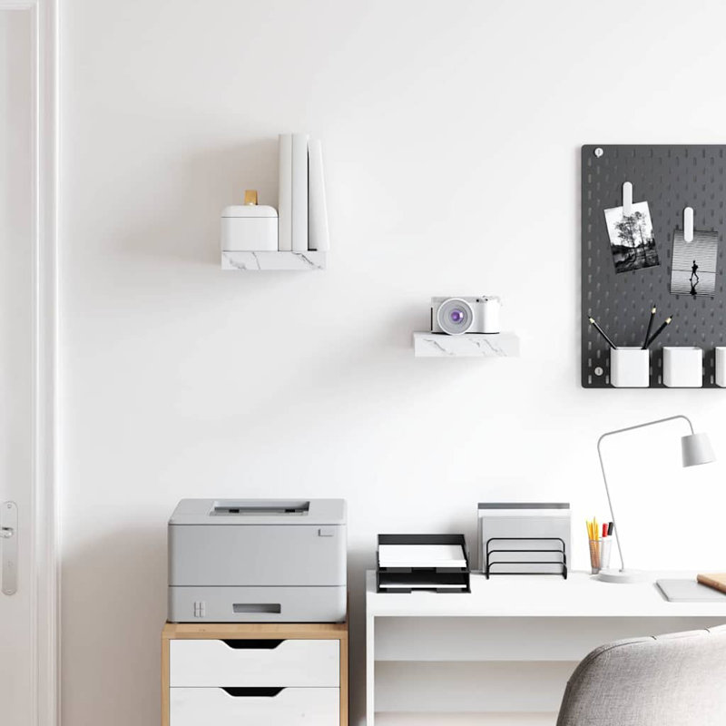 Floating Shelf, White Marble, 4cm H x 23cm W x 23.5cm D