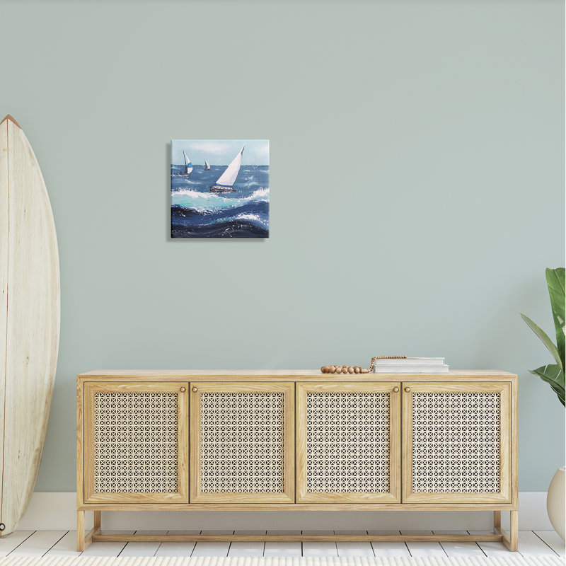 Vagues rugueuses par Jade Reynolds - Peinture, H 17 po x l 17 po x P 1,5 po, Toile tendue