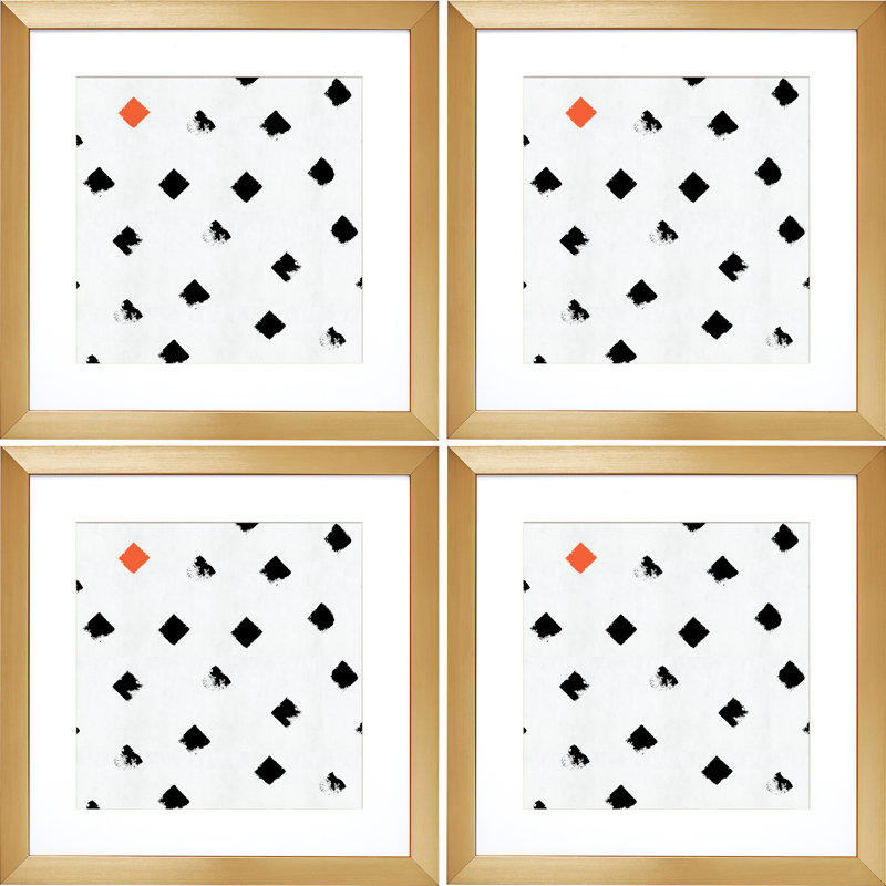 Ensemble de cadres muraux 4 pièces, Or, 20 po x 20 po emmêlé à 16 po x 16 po