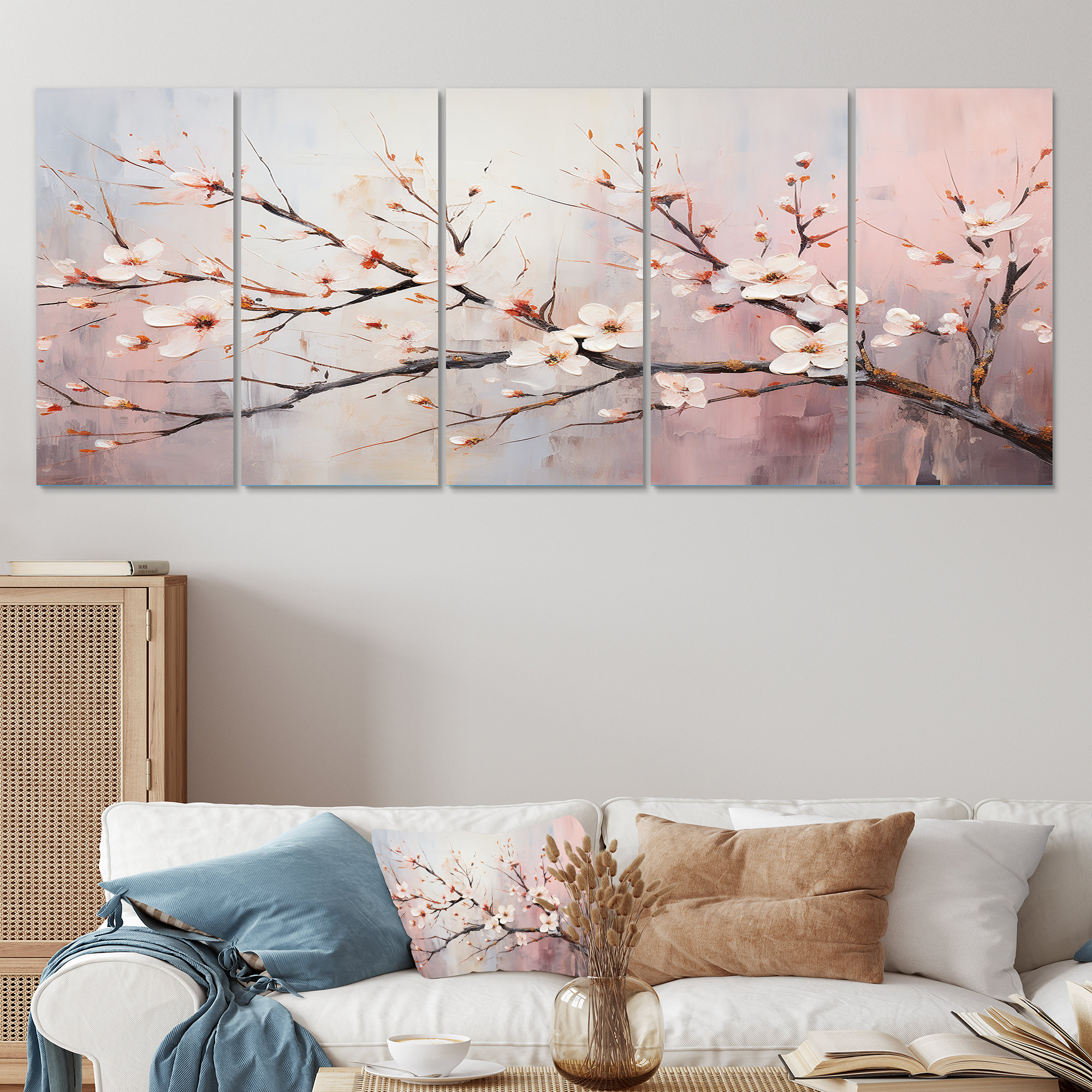 Lark Manor™ Pink And White Cherry Blossom Tree II - Cherry 5 Piece Wall ...