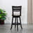 30" Bar Height Slat Back Swivel Stool, Espresso Finish, Beige Fabric Seat