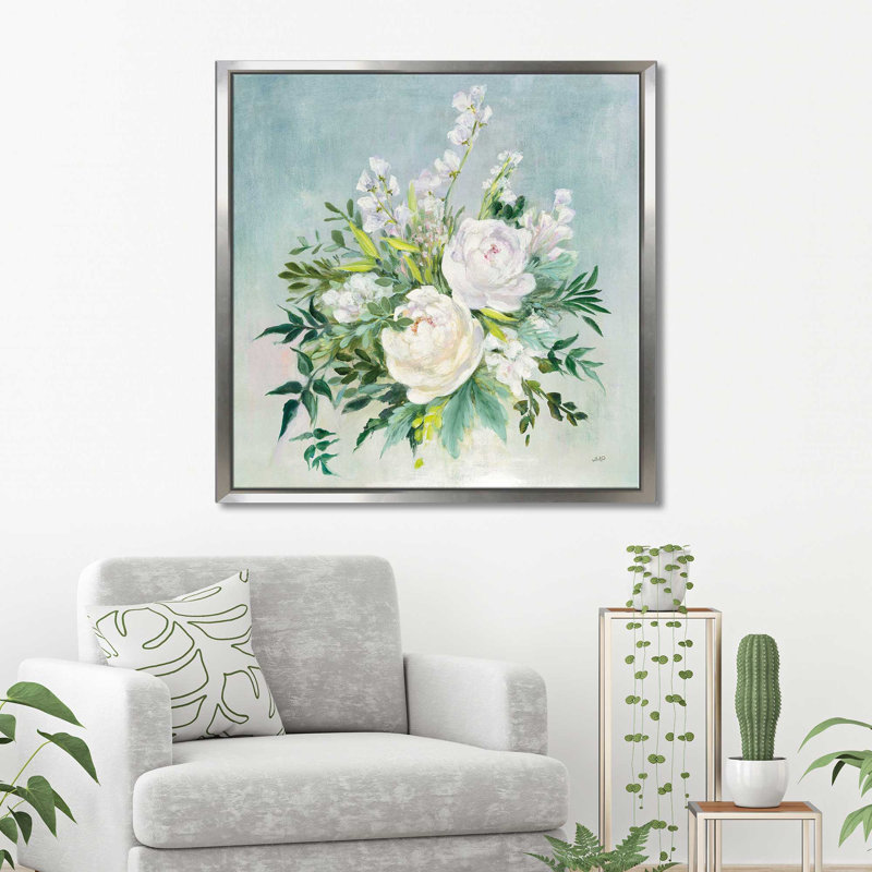 Bouquet de mariée - peinture, Cadre flottant argent, H 21,5 po x l 21,5 po x P 2 po