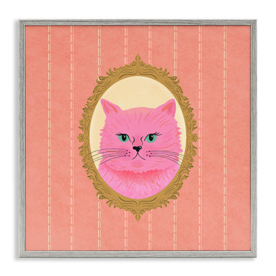 Portrait de chat rose, estampe numérique de Carrie Cantwell