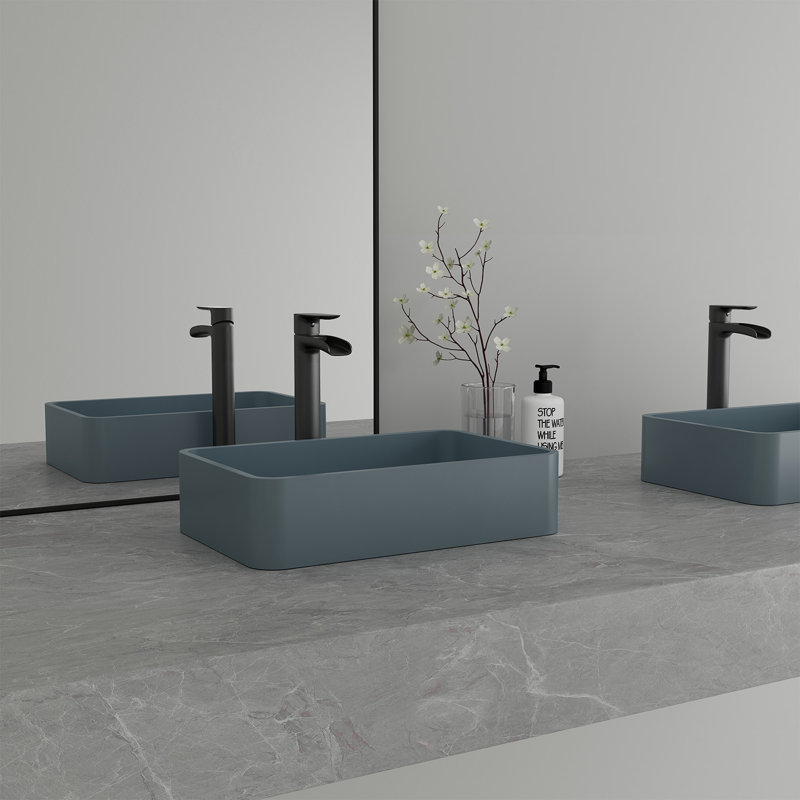 CASAINC Maple 12.79'' Concrete Rectangular Bathroom Sink, Steel Gray