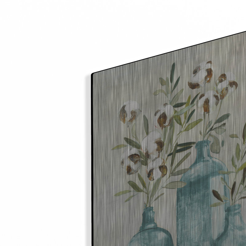 «Cotton Still Life 3 Blue» par Julia Purinton, art mural en métal, 16 po x 24 po