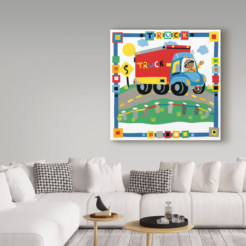 « childreners truck », art sur toile, H 24 po x l 24 po x P 2 po