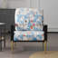 Chaise d'appoint de style rétro avec velours à imprimé floral et structure en bois d'hévéa massif bleu ergonomique