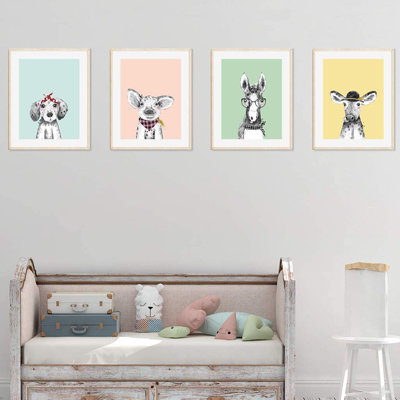 « hipster animals », ensemble de 4 pièces pour l’impression sur papier, chien, porc, vache amusant Cundick