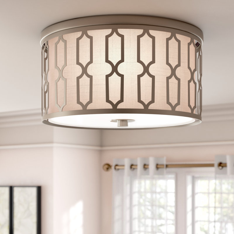 Herrman Metal LED Flush Mount, Soft Gold, 9.5" H x 16.75" W x 16.75" D