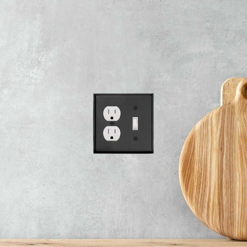 Timeless Black Iron Single Toggle Duplex Outlet Cover