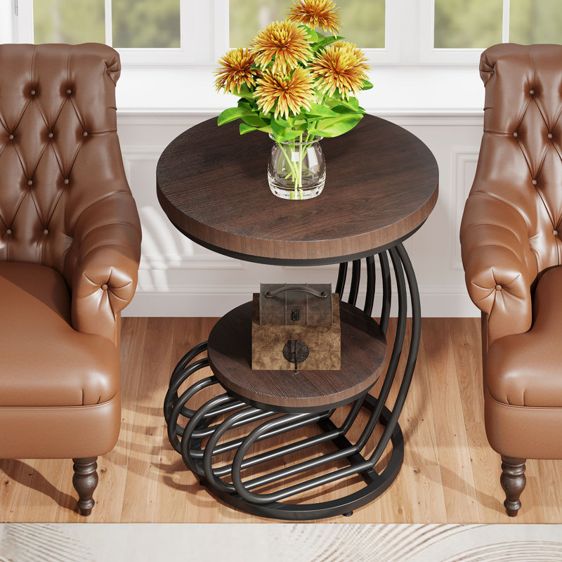 Ondray Side Table, End Table, Accent Table, Living Room Side Table, With Storage, Black, Dark Brown