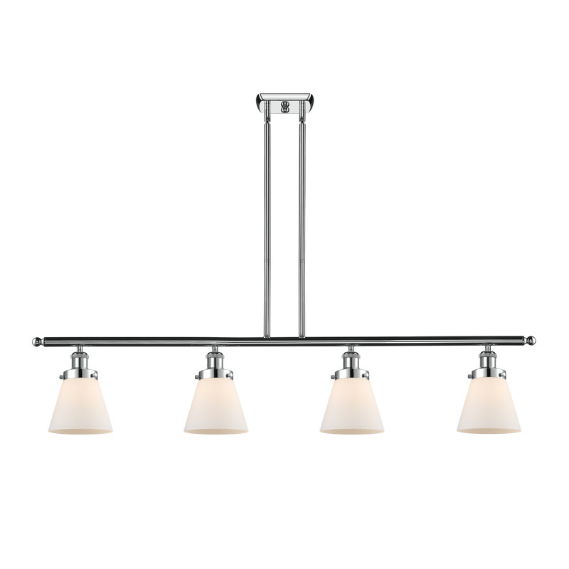 Luminaire suspendu pour îlot de cuisine 4 lumières Wilmoth, Blanc mat, Chrome poli, DEL