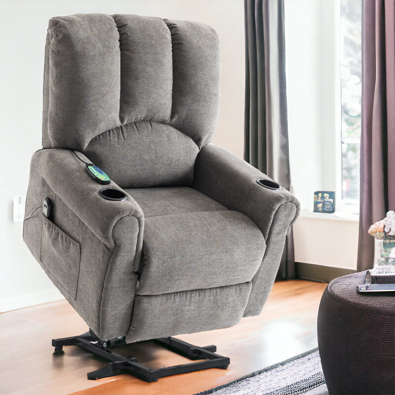Upholstered Heated Massage Chair, Grey