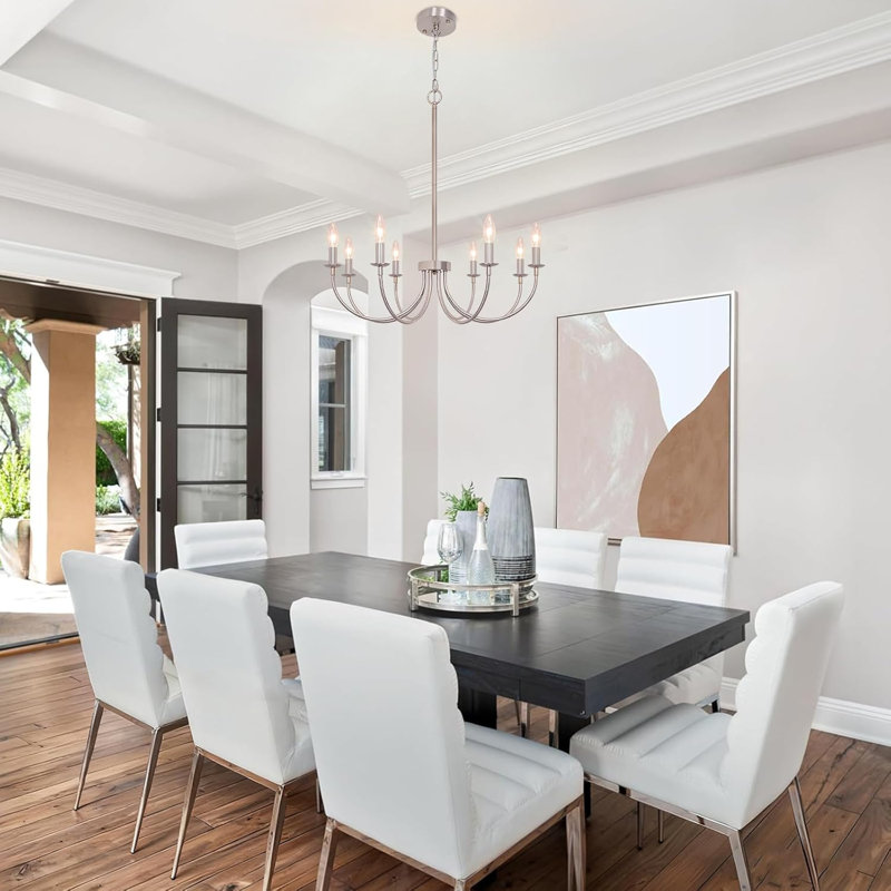 Lustre moderne 8 lumières en nickel brossé, 8 lumières