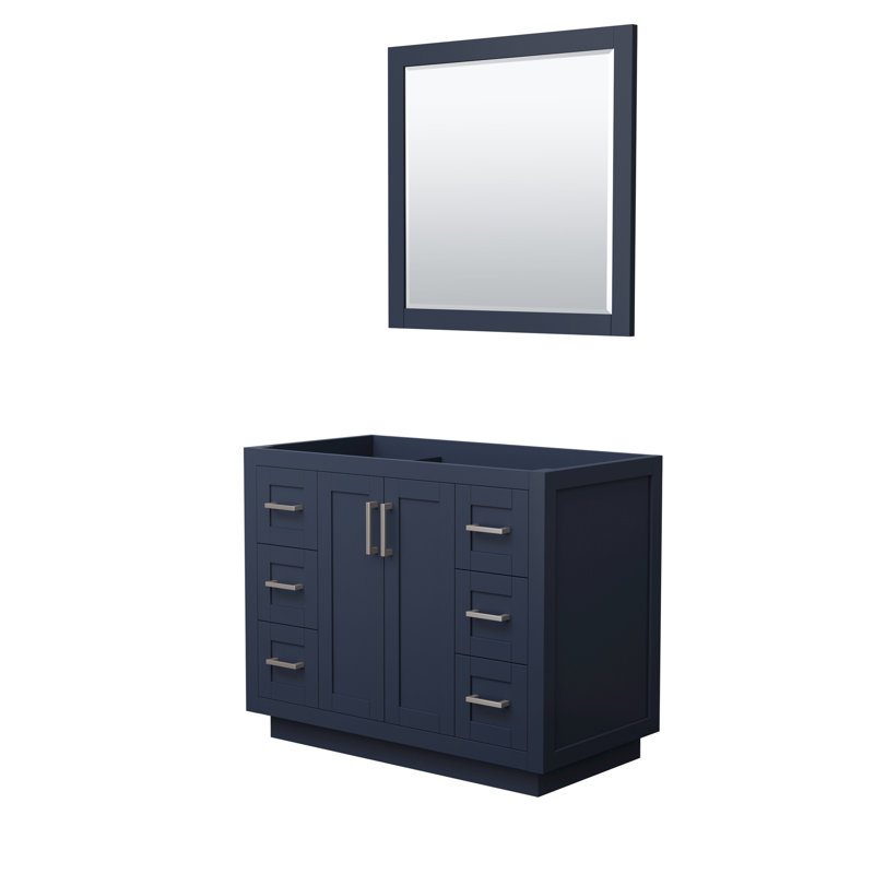 Base de meuble-lavabo simple autoportante 41,25 po avec miroir 34 po Miranda, Bleu foncé / nickel brossé