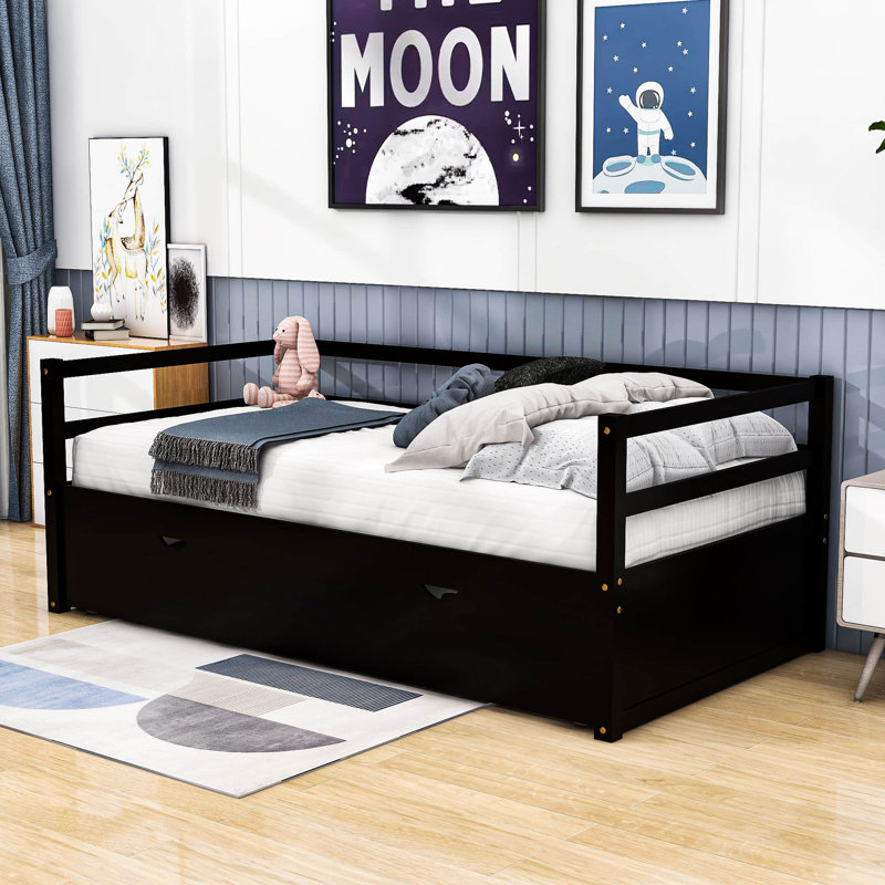 Demoraes Twin Size Wood Daybed with Trundle, Espresso