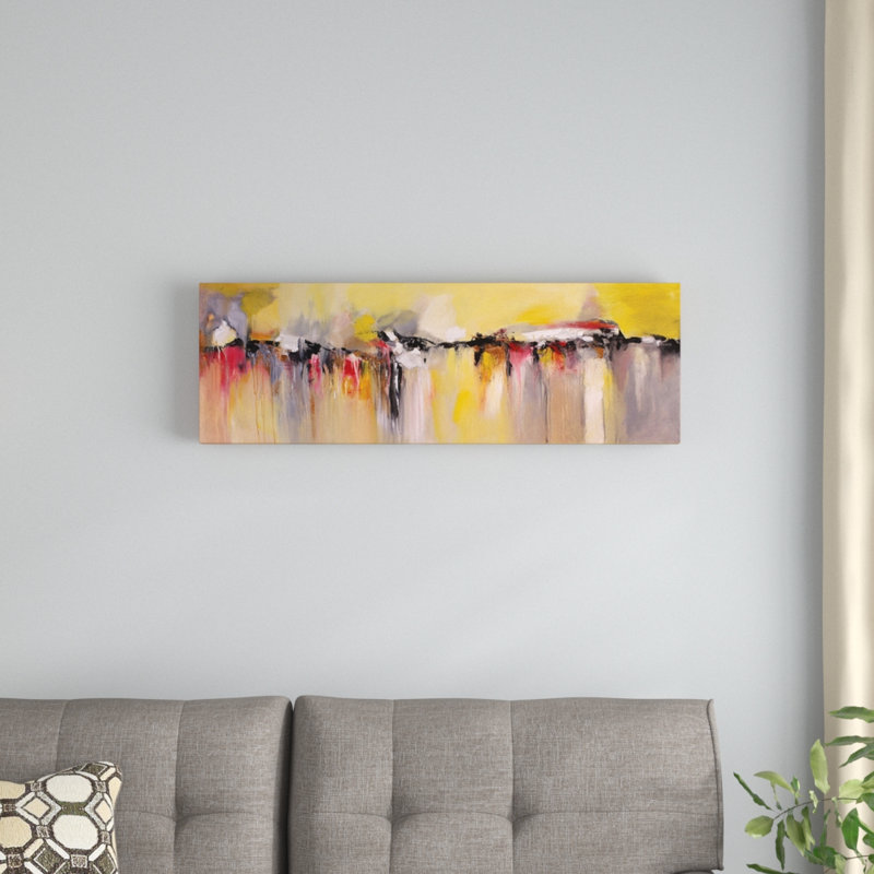 « chaleureux rain », reproduction sur toile, H 12 po x l 36 po x P 1,5 po, Cadre noir