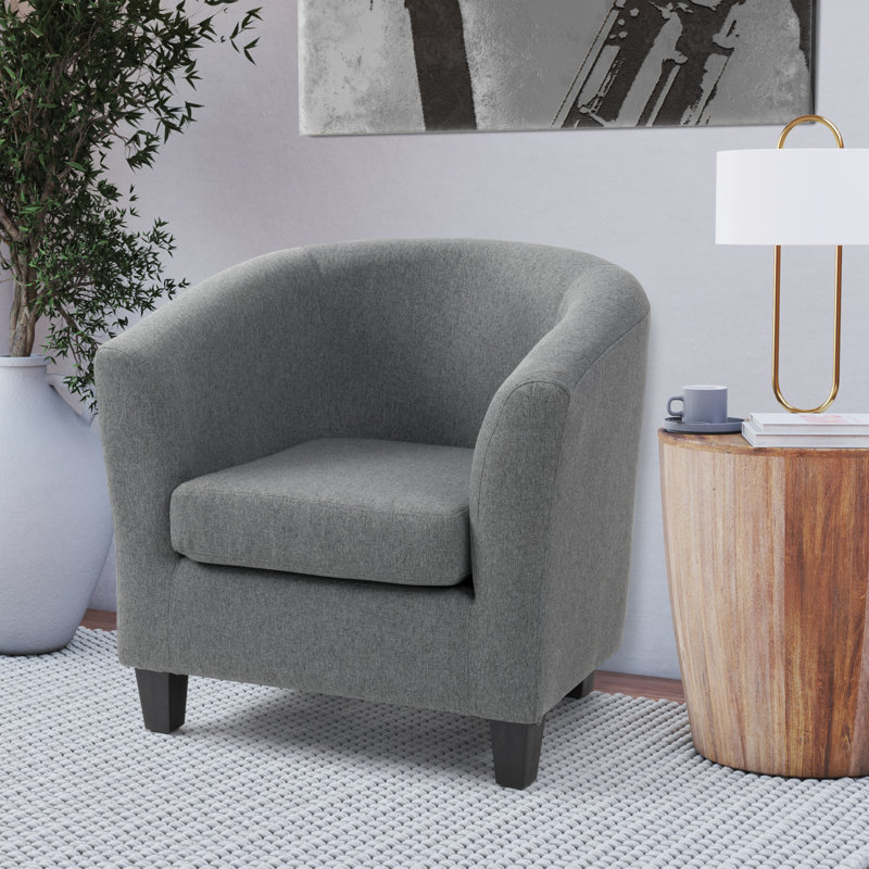 Fauteuil demi-tonneau Elewood, Polyester gris