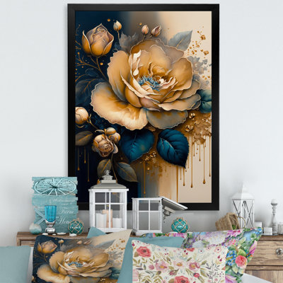 «Yellow and Blue Roses I» - reproduction d'art sur toile