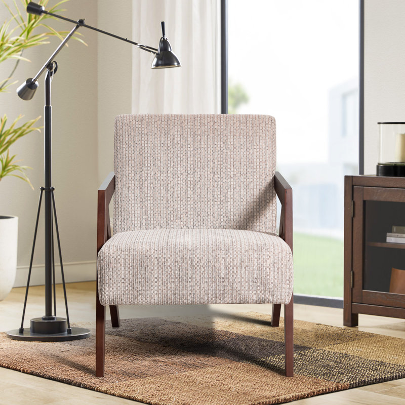 Chaise d'appoint moderne 30,5 po avec accoudoirs souples et pieds en bois massif (ensemble de 7), Beige