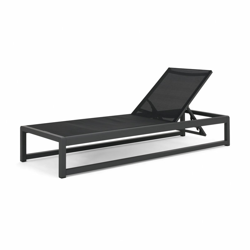 Adjustable Aluminum Frame Chaise Lounge Set With Mesh Seating, Black