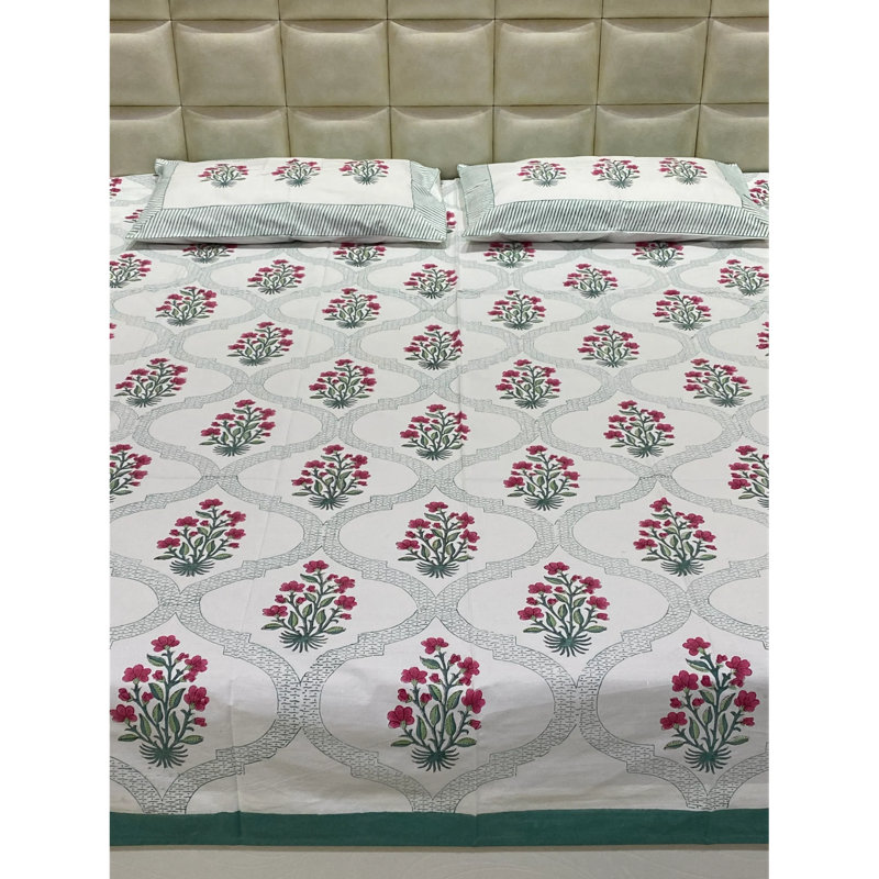 Ensemble de draps en coton pur à imprimé main Garden Prestige