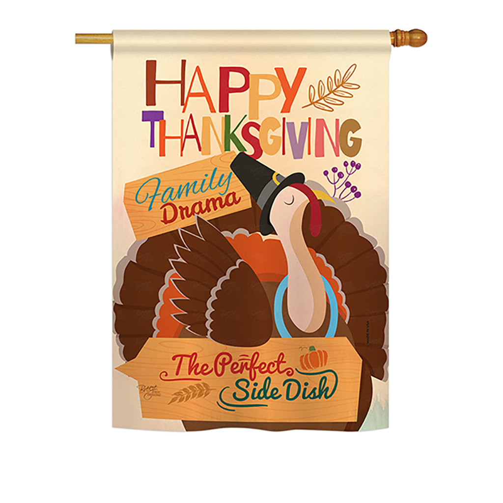 Double Sided 40'' H x 28'' W Polyester Thanksgiving House Flag Breeze Decor