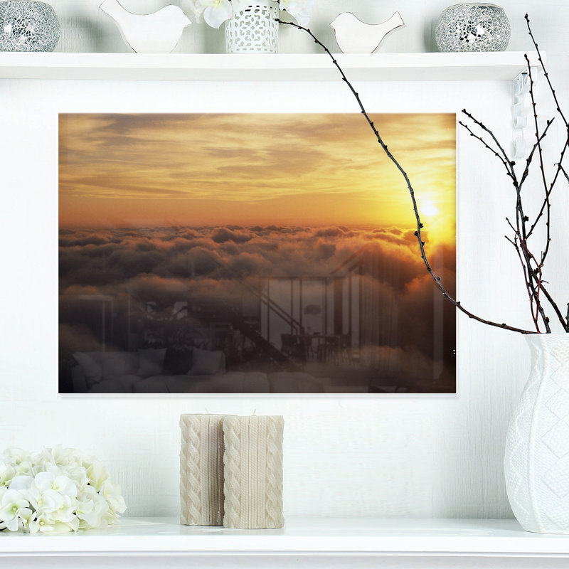 «Yellow Sunrise Above Clouds», impression sans cadre sur métal, H 12 po x l 20 po x P 2 po