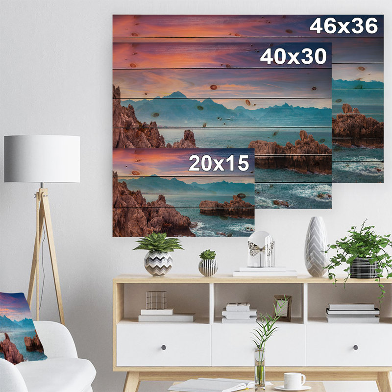 « soleil on denter milazzo panorama »-impression, H 20 po x l 20 po x P 1 po, Bois