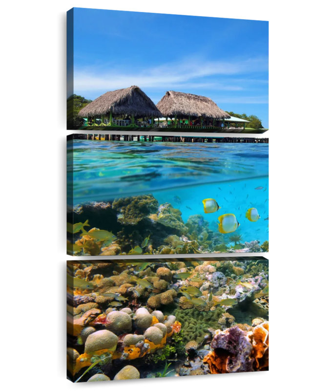 Paysage sous-marin des Caraïbes, H 75 po x l 36 po