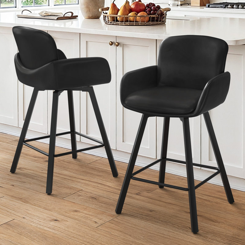 Tabouret de bar rotatif Nicola, Noir