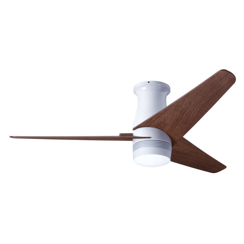 Velo 48'' Ceiling Fan, Gloss White, Handheld Remote Control, Mahogany